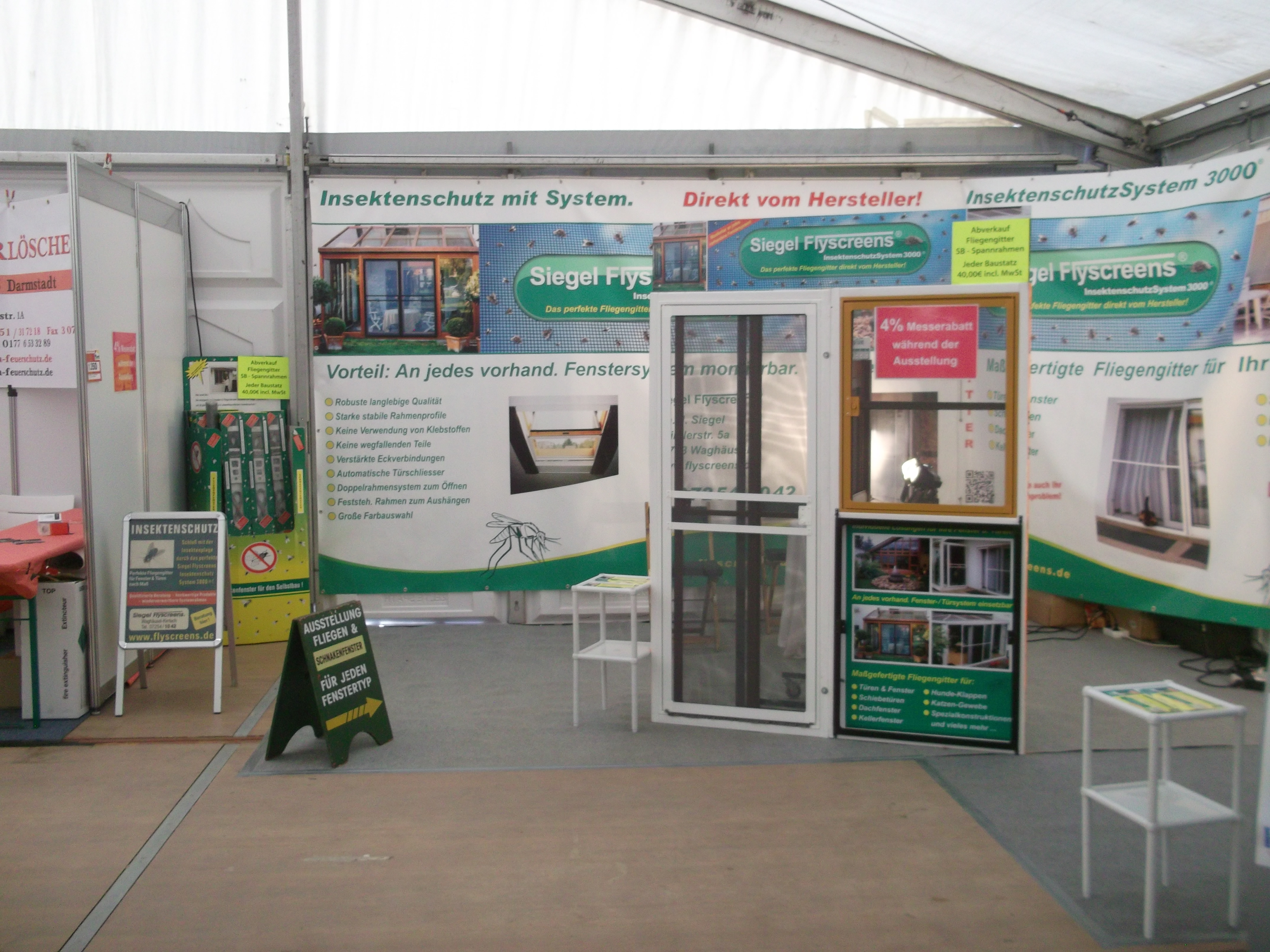 Stand Erkennung Siegel Flyscreens Ausstellungsstand